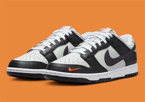 nike dunks low mini swoosh|black grey and orange dunks.